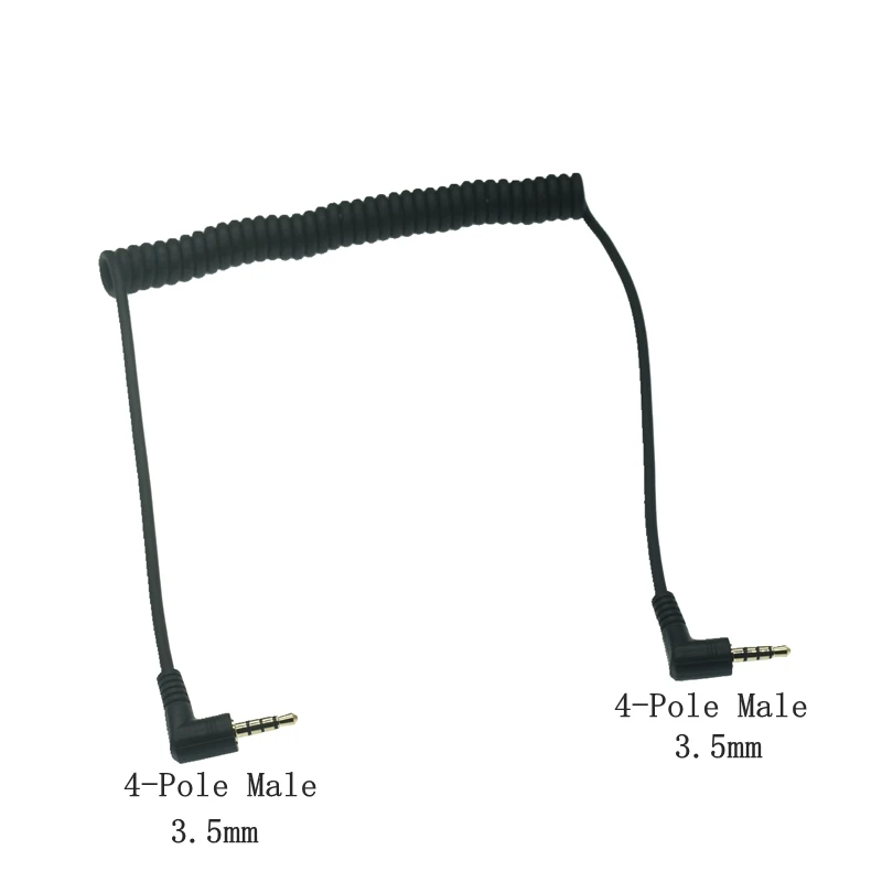 Cable espiral en espiral con resorte AUX para auriculares, Audio estéreo, 90 grados, 3,5mm, 3/4 polos, TRS a TRRS 3,5/2,5mm, 3p, 4 polos, macho/hembra - imagen 2