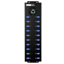 Concentrador USB Industrial 20 Puertos 1A – Hub Carga Sincronización Negro