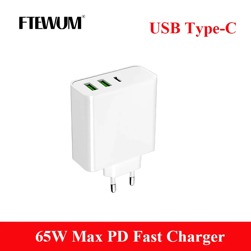 Cargador USB-C 65W PD Rápido para Portátil y Móvil
