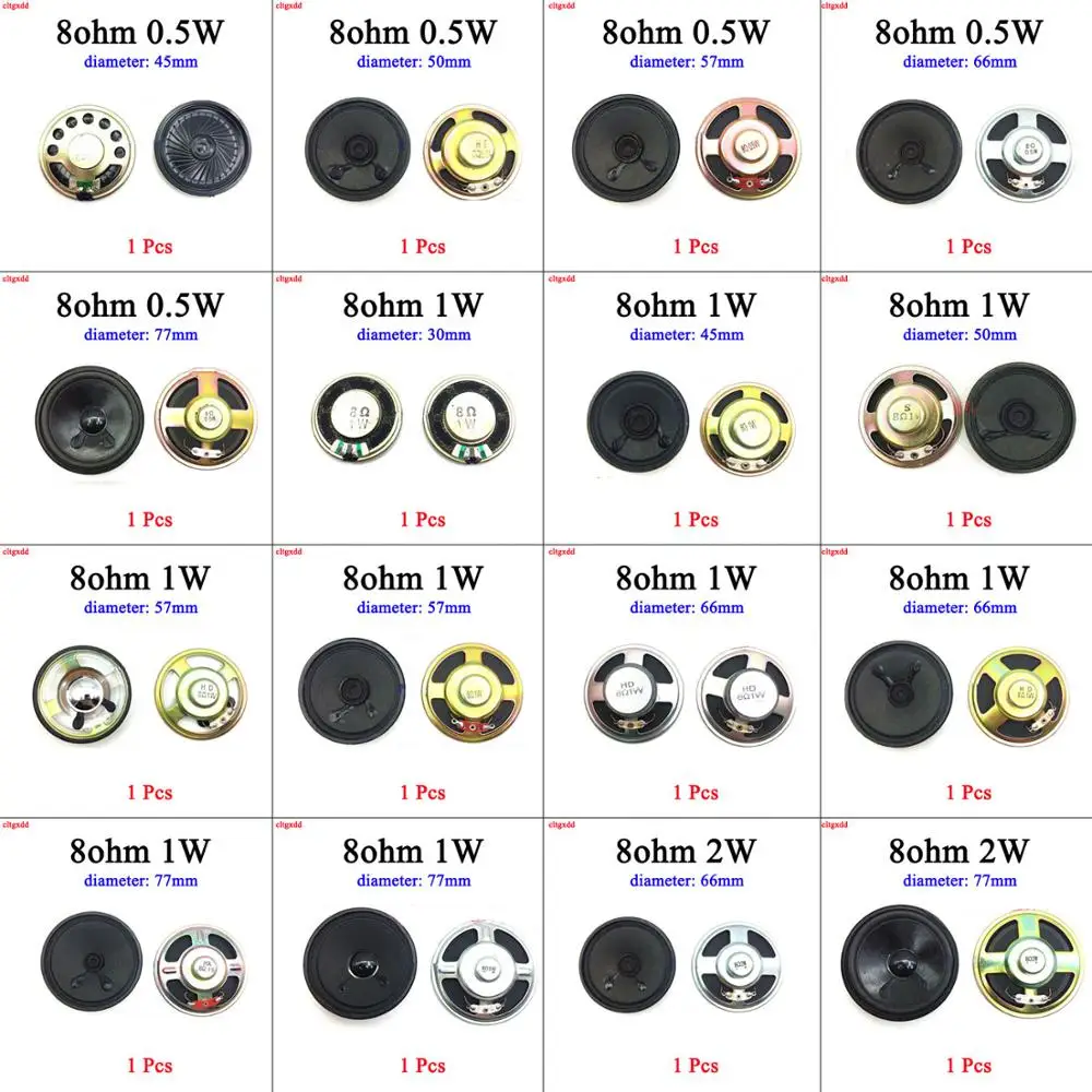 Bocina de altavoz para cine en casa, altavoz de 8 ohm, 0,5 W, 1W, 2W, 3W, 40, 45, 50, 57, 66, 77mm, 8R, 0,5 W
