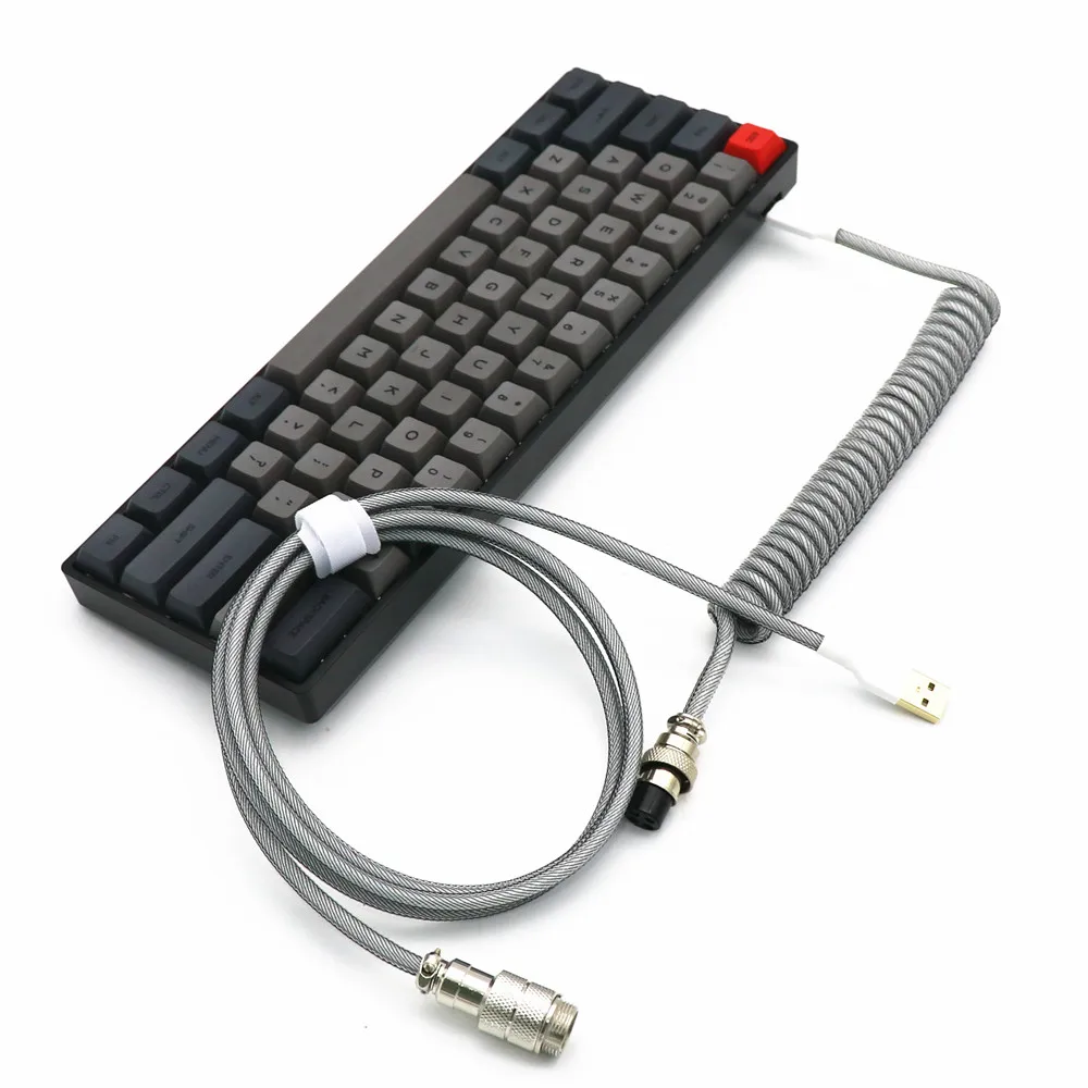 Cable en espiral más grueso OD 25MM, Cable en espiral, USB tipo C, elástico en forma de L, doble manga, Mini Micro GX16, Cable de aviador - imagen 4