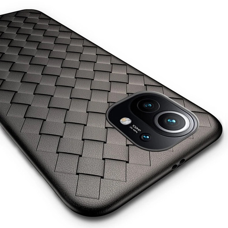 Funda de TPU suave para Xiaomi Mi 11, carcasa trasera protectora delgada de lujo con tejido de rejilla BV para xiaomi mi 11 mi11 xiaomi 11