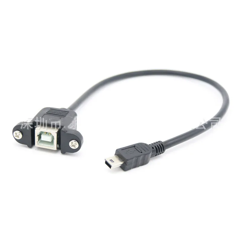 Mini-USB 5pin Mini USB 2,0 macho a USB 2,0 tipo B Cable conector hembra 30cm 50cm con cables de orificio de montaje en Panel