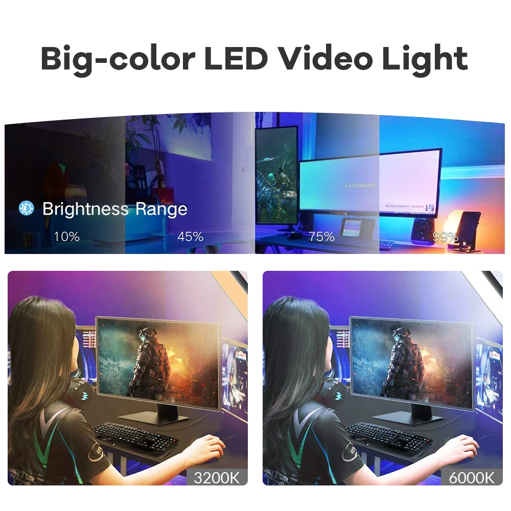 Panel de luz LED para vídeo de 14 pulgadas y 10 pulgadas, Control remoto con Clip para teléfono, enchufe europeo 2700K-5700K, iluminación de estudio de fotografía para Youtube - imagen 5