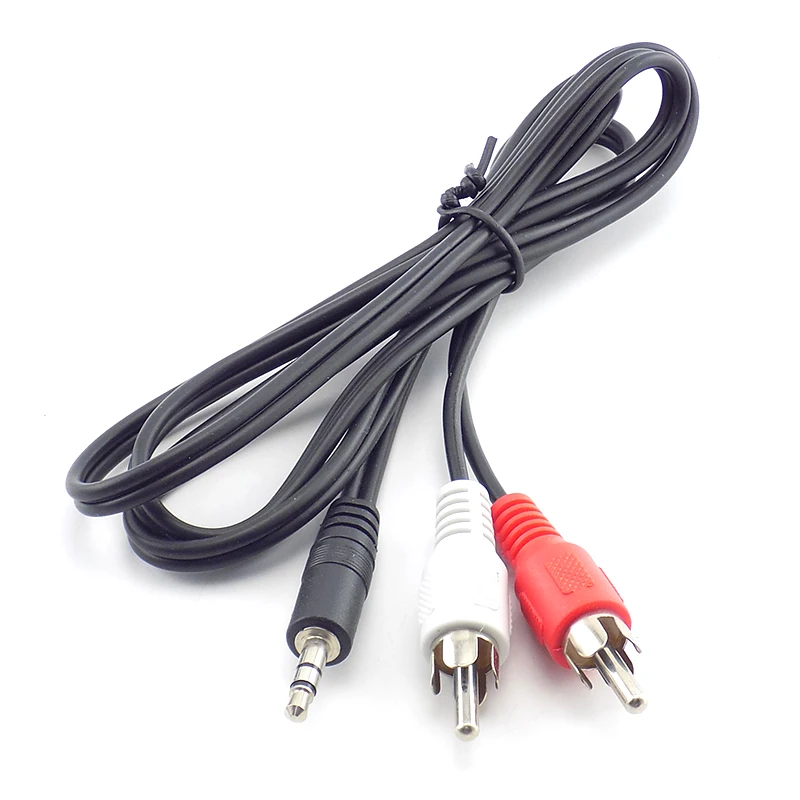 Cable de extensión de Audio estéreo para ordenador portátil, cable adaptador AV de 1M y 3,5mm macho a 2 conectores RCA para altavoz, TV, DVD, MP3/MP4