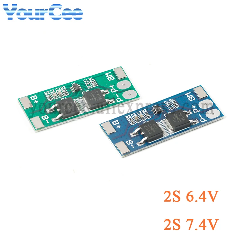 2 uds BMS 2S 6,4 V 7,4 V 8A módulo de placa de protección de batería de litio 2 celdas PCB PCM para carga de paquete de celda de banco de energía