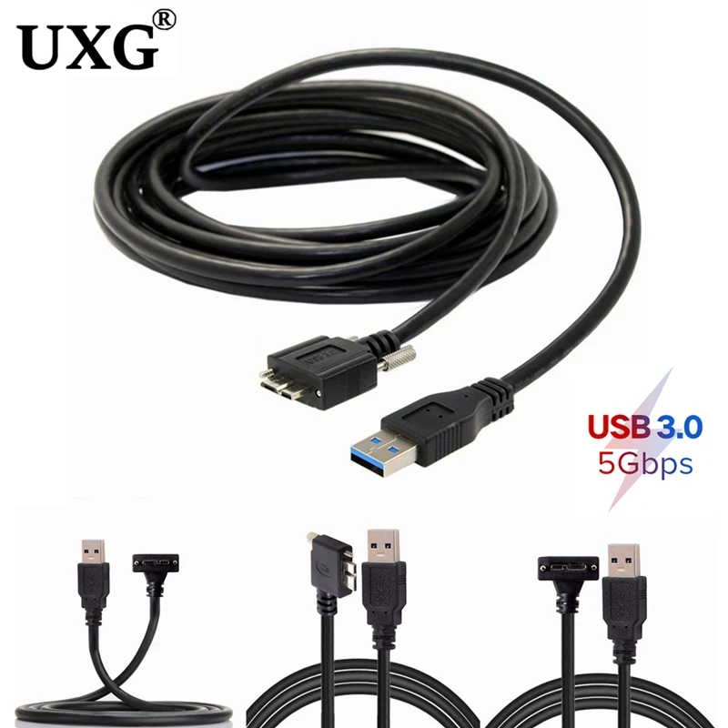 USB 3,0 90 grados derecho izquierdo arriba abajo en ángulo Micro B USB 3,0 con tornillos de bloqueo M2 Cable de datos de montaje para disco duro de cámara Industrial