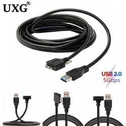 USB 3,0 90 grados derecho izquierdo arriba abajo en ángulo Micro B USB 3,0 con tornillos de bloqueo M2 Cable de datos de montaje para disco duro de cámara Industrial