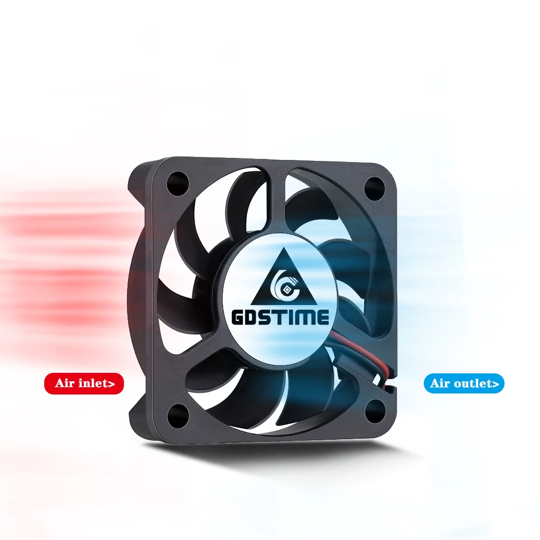 Gdstime-Mini radiador con Motor de 5cm, ventilador Axial de refrigeración de 50mm x 10mm, 50x50x10mm, cc 5V, 12V, 24V, XH2.5, PH2.0, 2 pines, 5 uds. - imagen 4