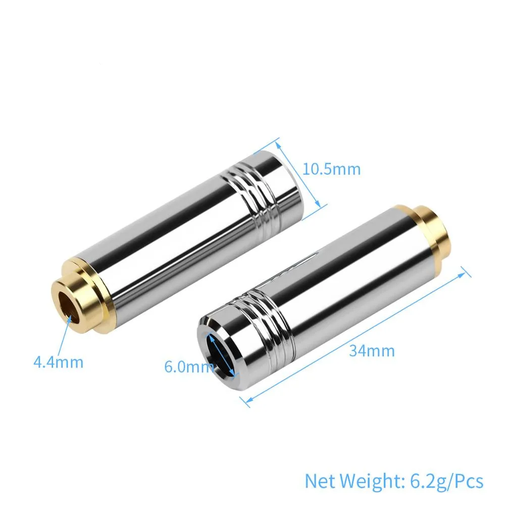 Conector Jack de Audio hembra de 5 polos, adaptador estéreo 4,4 de 4,4mm, conectores equilibrados chapados en oro y cobre, adaptadores para auriculares de soldadura Hifi - imagen 5