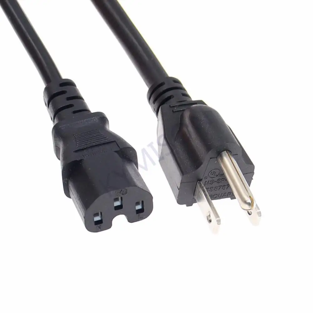 Cable de alimentación NEMA 5-15P a IEC320 C15, adaptador de CA para portátil, Cable de alimentación de plomo 18AWG/14AWG, 3 puntas, EE. UU.