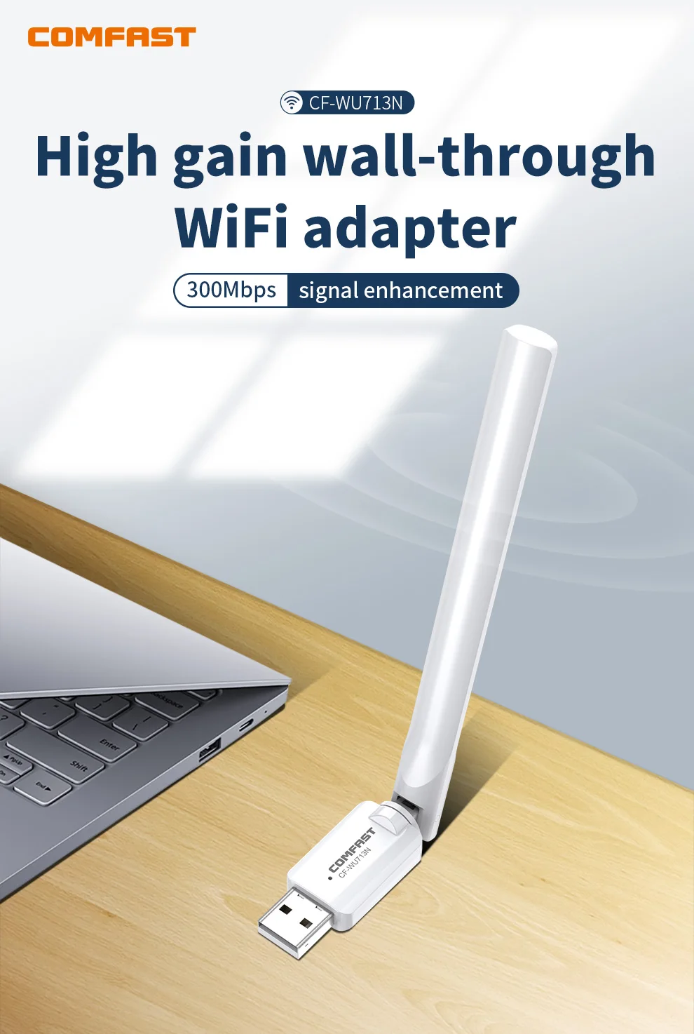 Comfast300Mbps 3dbi antena Flexible adaptador wifi USB tarjeta de red inalámbrica 802.11b/n antena Wifi transmisor PC Receptor WI-FI - imagen 2