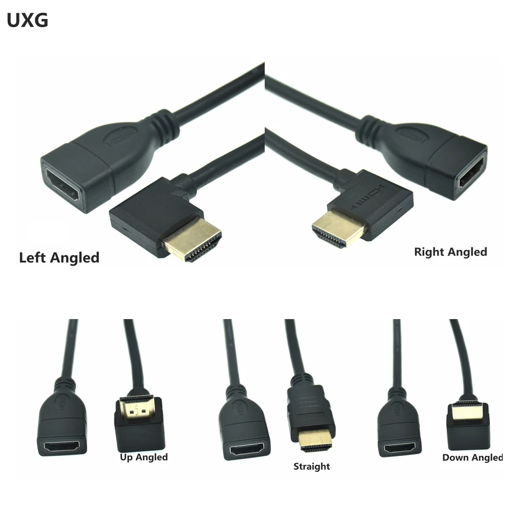 Adaptador macho a hembra HD compatible con HDMI, convertidor extensor arriba abajo, ángulo derecho e izquierdo para 1080P, HDTV, PC - imagen 3