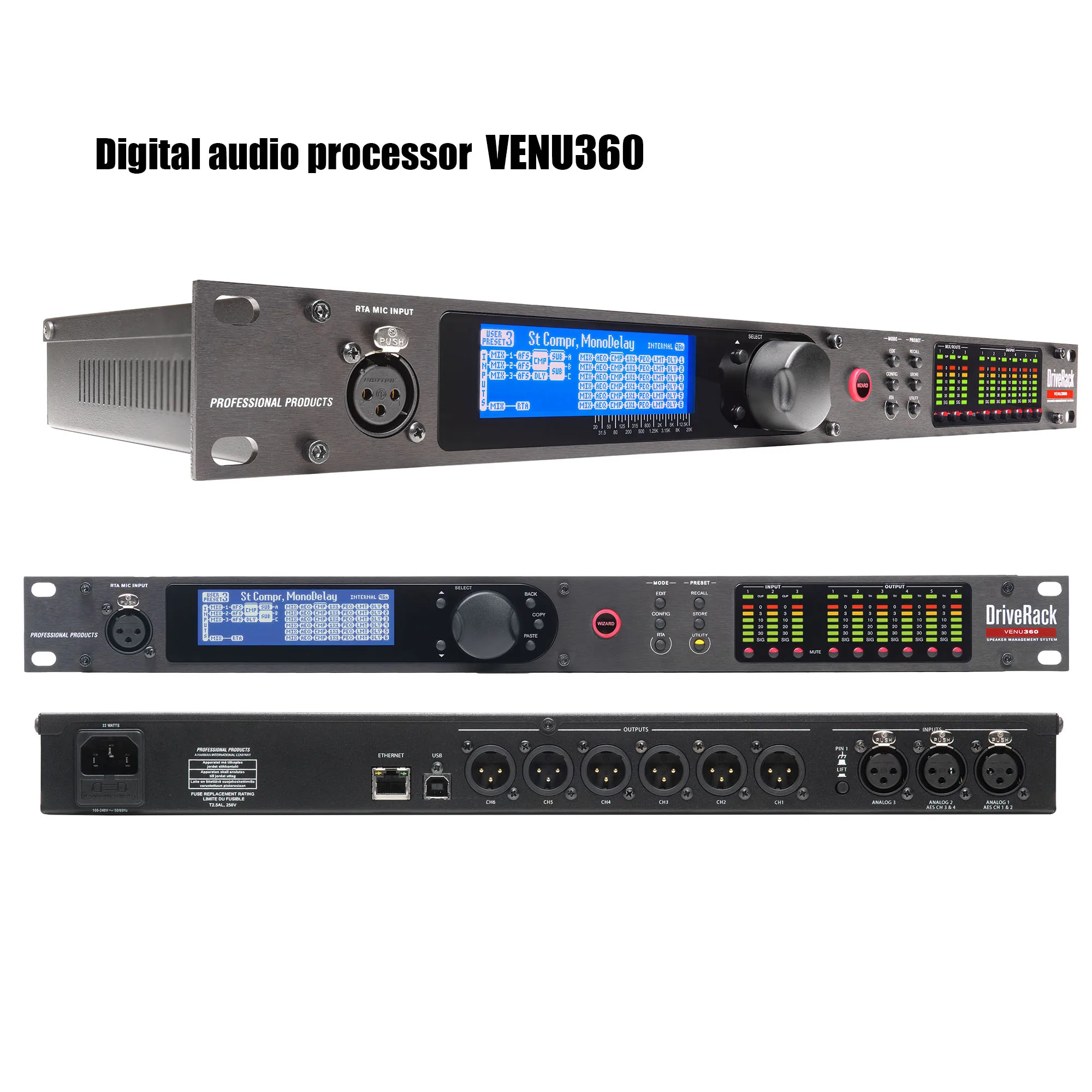 Procesador de Audio PA2/VENU360 de 2 entradas y 6 salidas, Software Original, estante de controlador de Audio profesional, procesador de Audio de altavoz profesional - imagen 3
