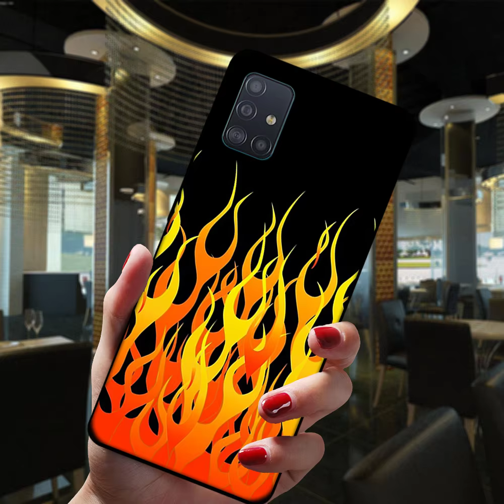 Funda de silicona verde, amarillo, rojo, llama negra para Samsung A51, A71, A01, A10, A11, A21S, A30, A31, A40, A41, A50, A60, A70, A9, A7 - imagen 5