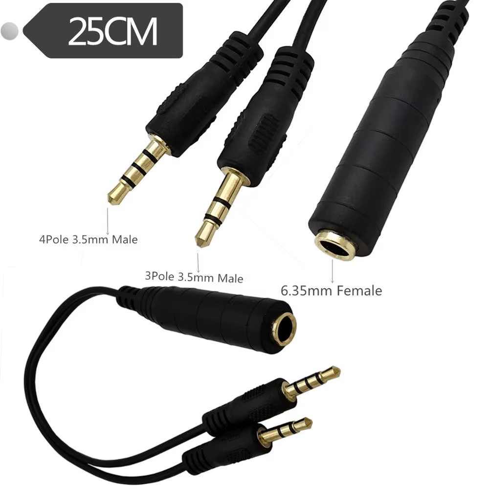Adaptador de audio 6,35mm hembra a 3,5mm TRS y TRRS - cable estéreo - imagen 5