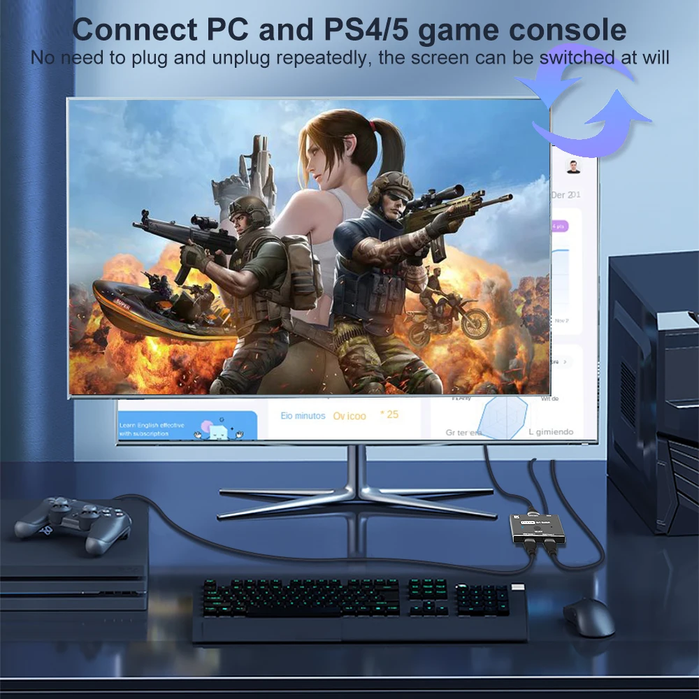 Interruptor direccional 8K HDMI, compatible con 2,1, Ultra alta velocidad, 48Gbps, HD, 8K @ 60Hz, 4K @ 120Hz, separador, 2 en 1, para PS5 y Xbox - imagen 5