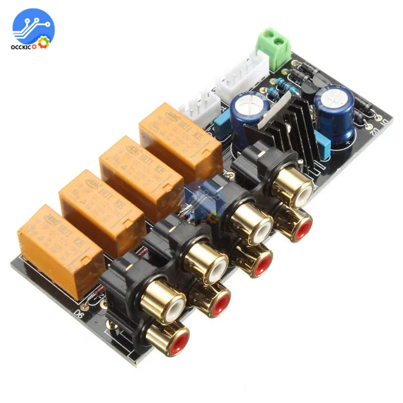 Audio Input Signal Selector Relay Board 4 CH Signal Switching RCA for Amplifiers Speaker - imagen 3