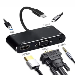 Hub USB-C HDMI VGA MacBook Pro – 5 Puertos USB 3.0 Audio