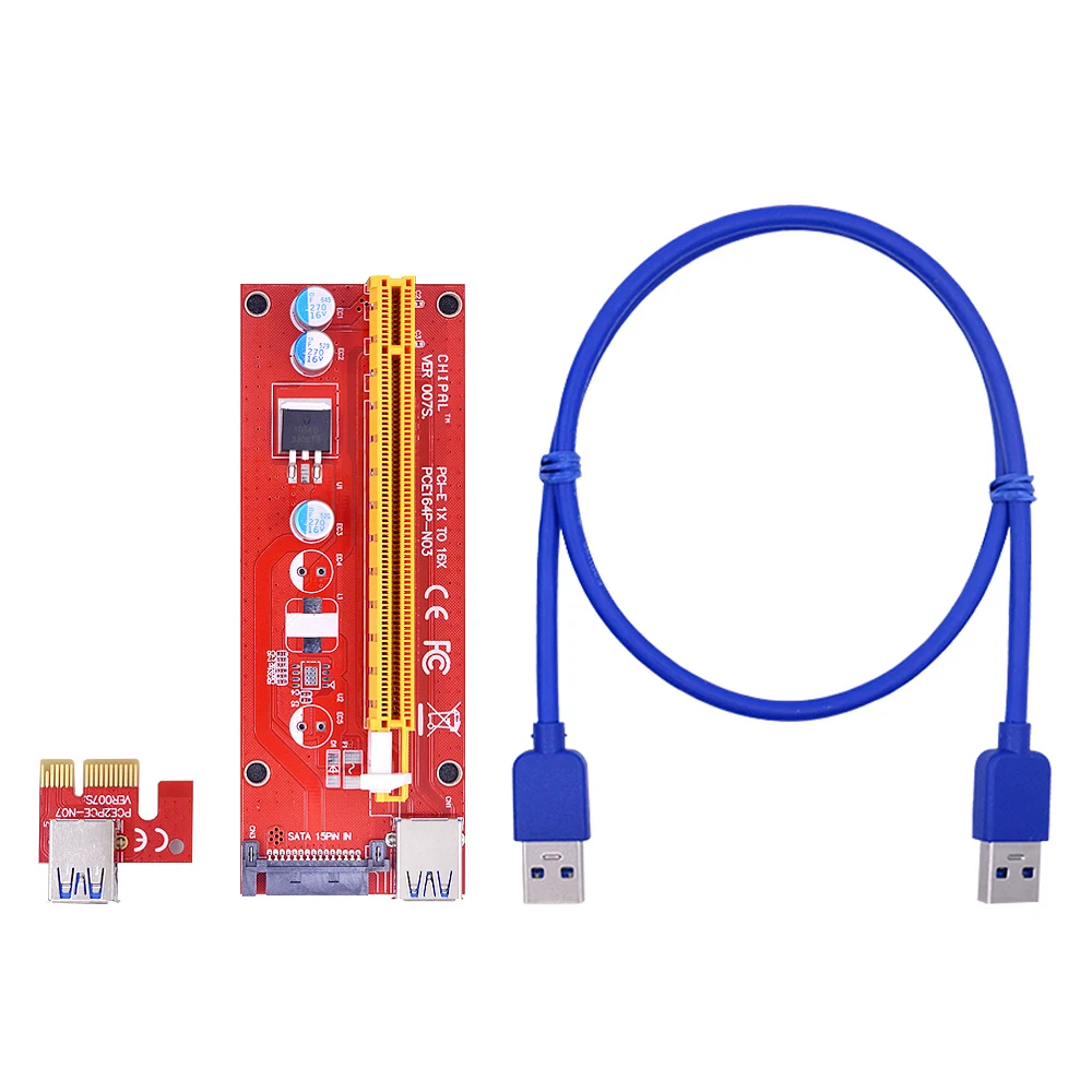 Un cable azul está conectado a un dispositivo rojo