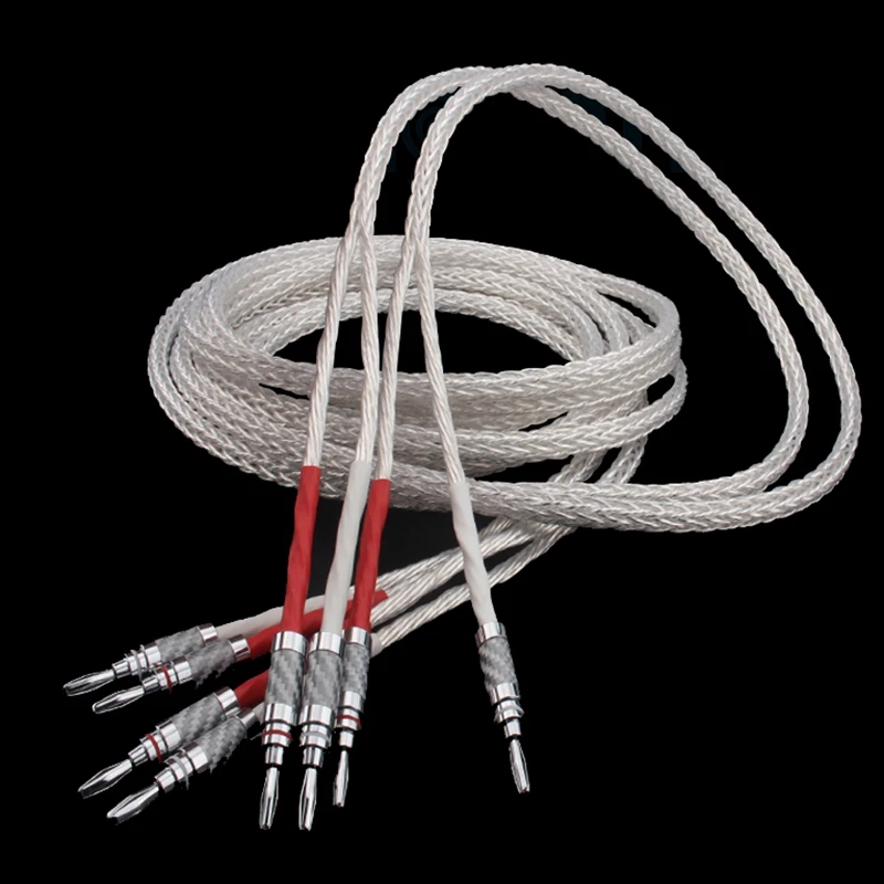 Cable de altavoz chapado en plata de alta gama 8Ag OCC, amplificador de alto rendimiento, Cables de interconexión de altavoz de Audio HiFi - imagen 3