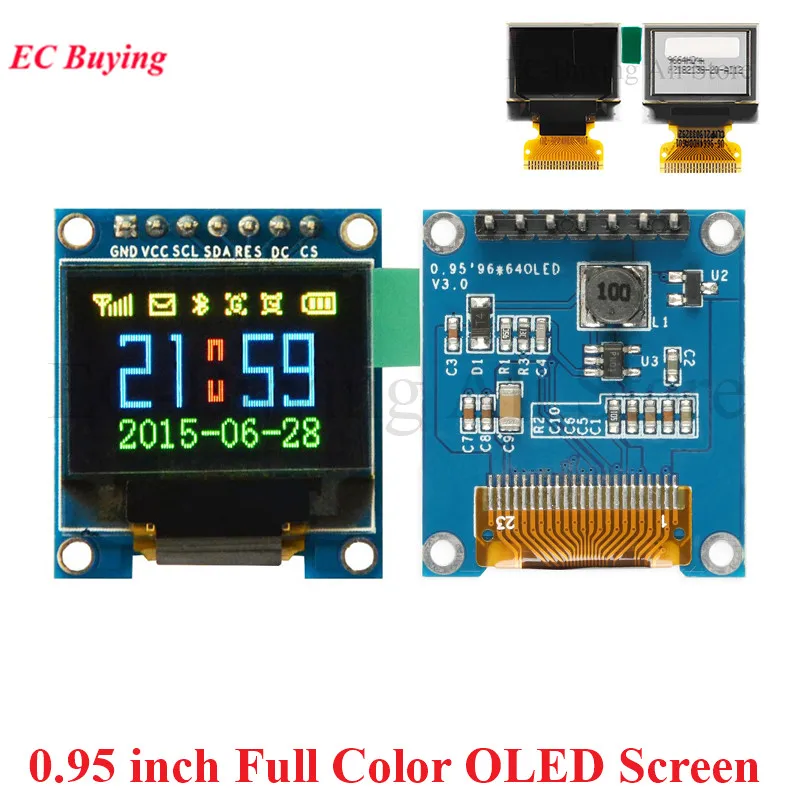 Pantalla OLED a todo Color de 0,95 ", 0,95 pulgadas, módulo de pantalla LED LCD, puerto serie SPI 96x64, interfaz paralela, controlador SSD1331 96*64