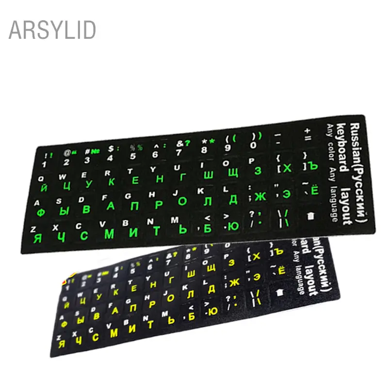 Pegatinas impermeables para teclado de ordenador, película protectora con diseño de letras y botones del alfabeto, idioma ruso, 12 unidades