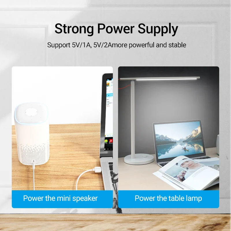 Vention USB a DC Cable de alimentación de 3,5 mm USB A a conector Jack 3,5 Adaptador de fuente de alimentación de 5 V para ventiladores USB HUB DC Cable de carga de 5,5 mm - imagen 3