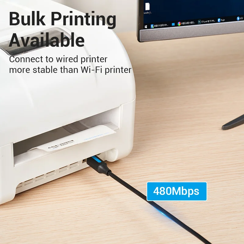 Vention Cable USB C USB Impresora MacBook Pro Escáner Máquina Fax HP Canon Dell Samsung Cable Impresión Tipo C 2,0 - imagen 2