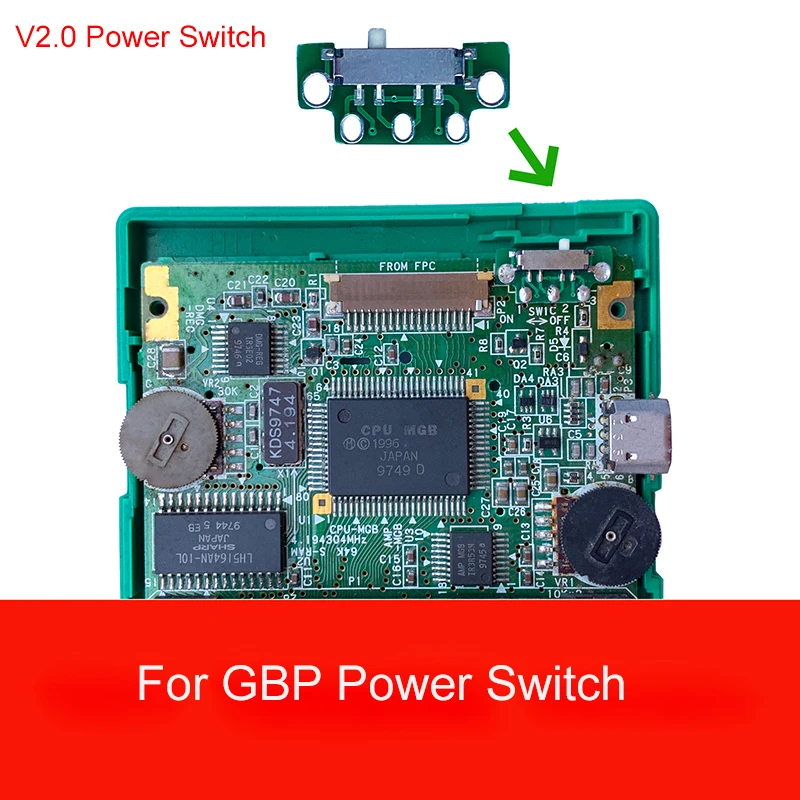 Interruptor de botón de encendido versión 2,0 para Gameboy Pocket GBP, Gameboy Color GBC, piezas de reparación de consola de juegos V2.0