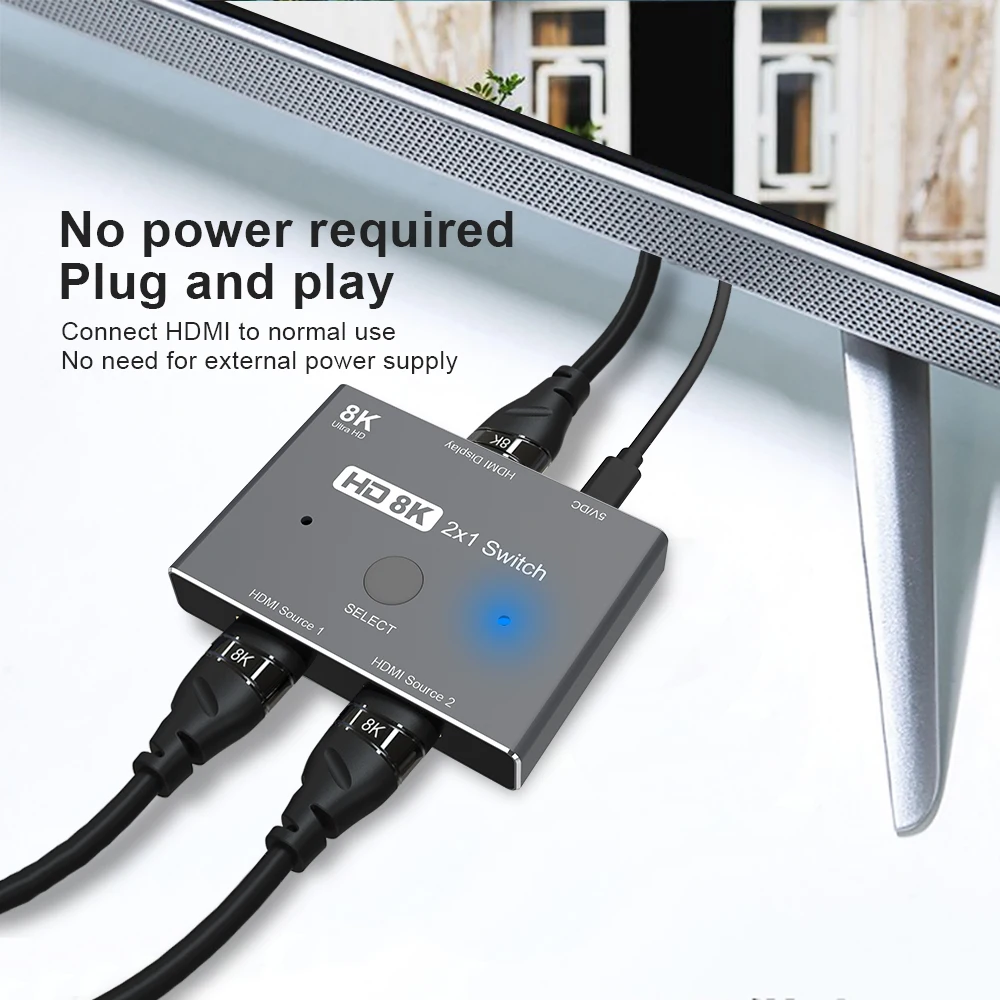 Interruptor direccional 8K HDMI, compatible con 2,1, Ultra alta velocidad, 48Gbps, HD, 8K @ 60Hz, 4K @ 120Hz, separador, 2 en 1, para PS5 y Xbox - imagen 4