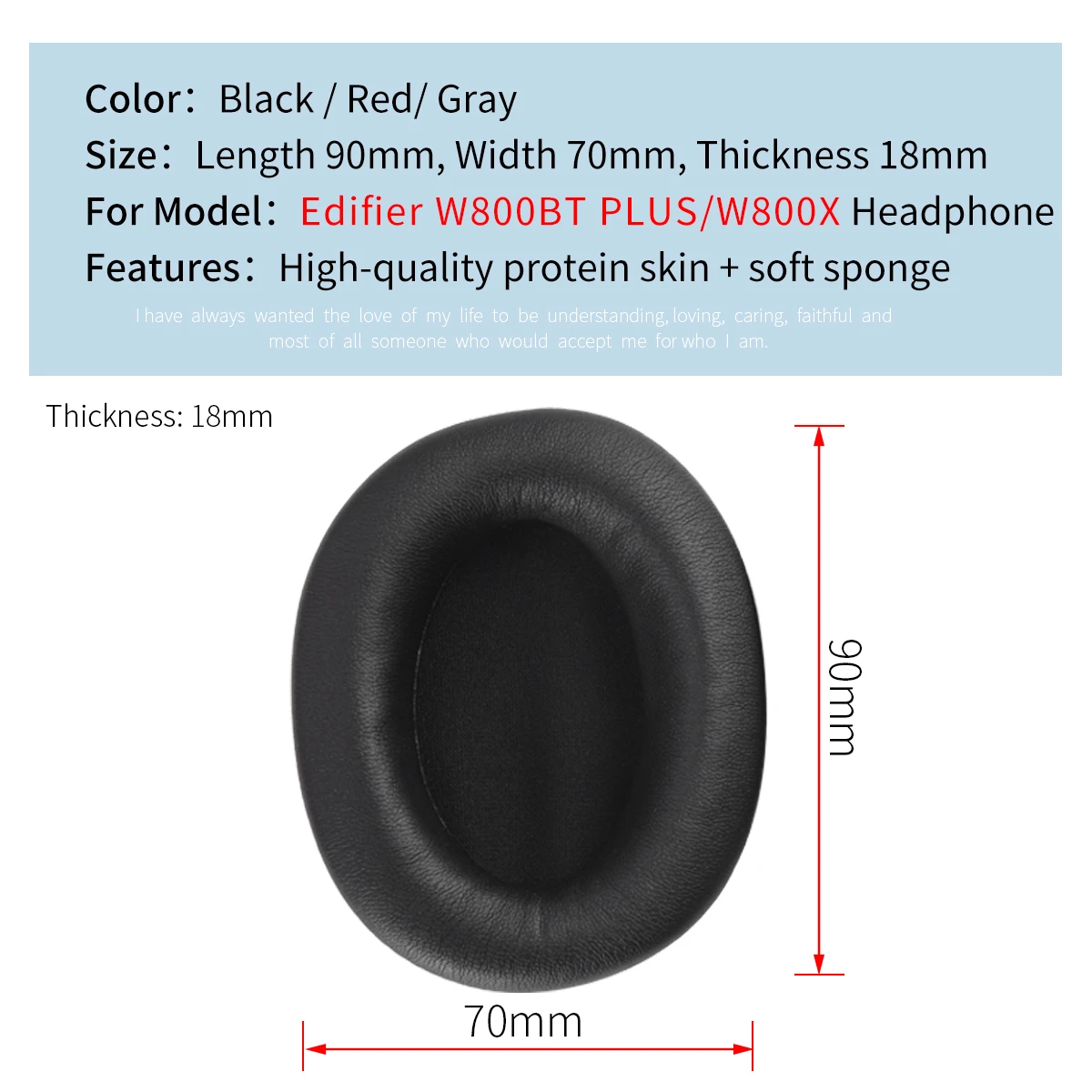 Almohadillas de repuesto para auriculares Edifier W800BT PLUS, almohadillas de proteína para los oídos, accesorios para auriculares - imagen 4