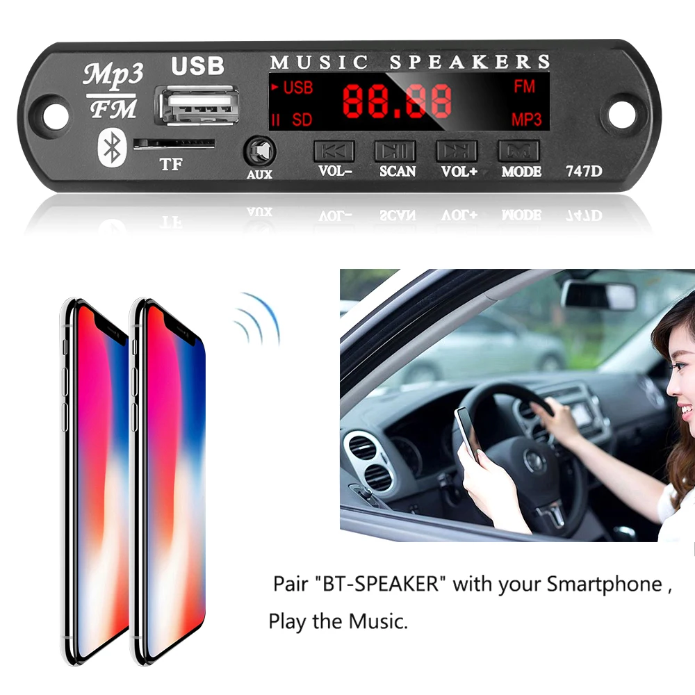 Kebidu-placa decodificadora WAV MP3 inalámbrica, Bluetooth, 9V-12V, módulo de Audio, Radio USB TF para accesorios de coche con mando a distancia - imagen 4