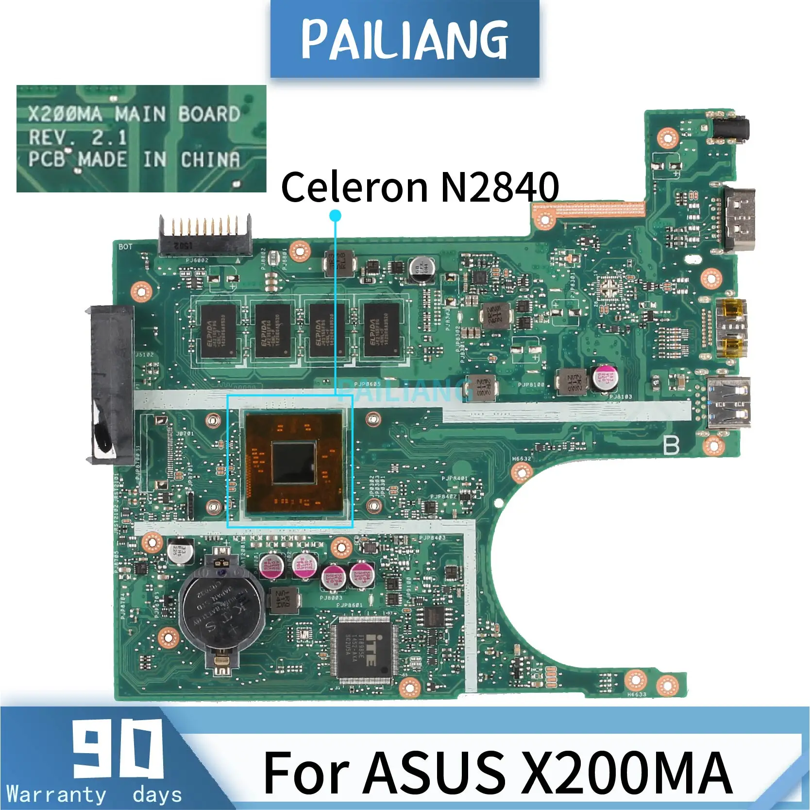 PAILIANG-placa base para ordenador portátil ASUS X200MA REV: 2,1, núcleo SR1YJ probado