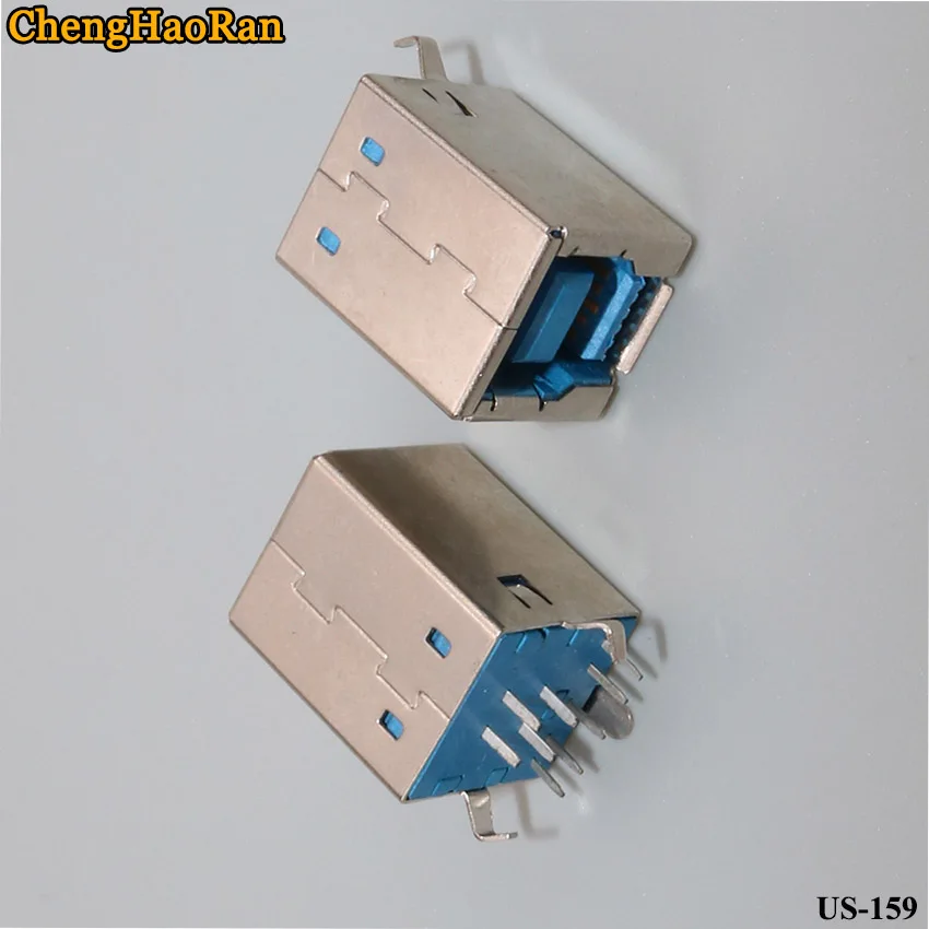 ChengHaoRan-conector hembra/hembra USB 3,0, conector BF de 180 grados, interfaz de impresión tipo B, carcasa de cobre, 2 unids/lote