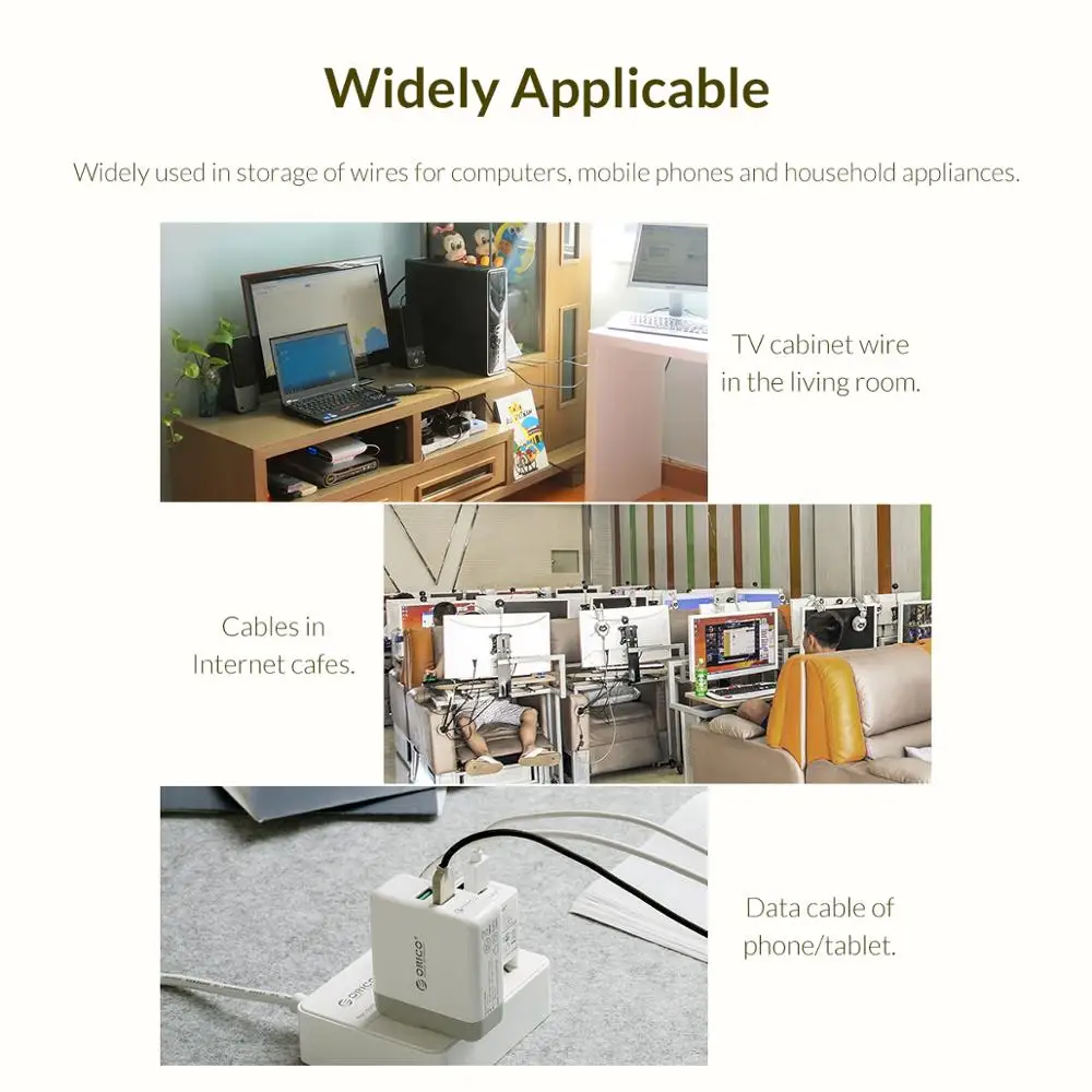 ORICO Cable organizador Cable bobinador auricular soporte Protector HDMI gestión de cables para iPhone Samsung Cable USB 0,5 m 1 m 2 m - imagen 5