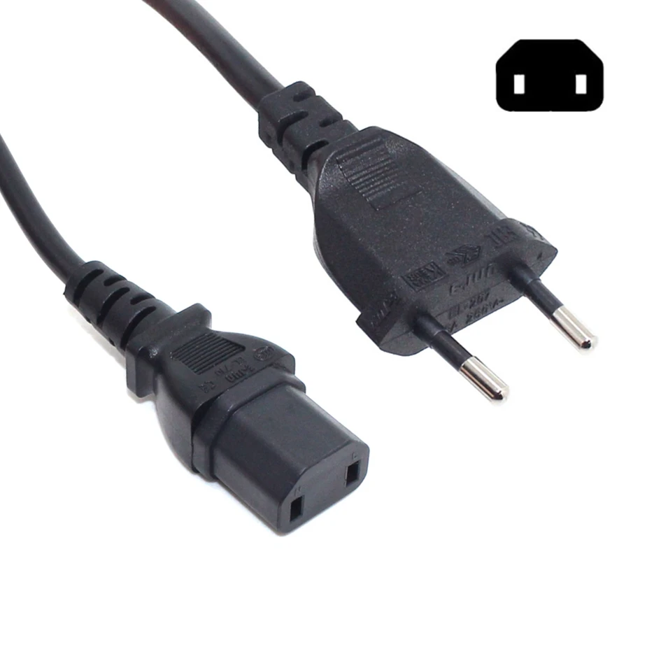 Enchufe macho Universal de 2 puntas a adaptador hembra IEC320 C17, Cable de alimentación CA para PS4 Pro, fuente de alimentación estándar europeo/estadounidense, Cable de carga