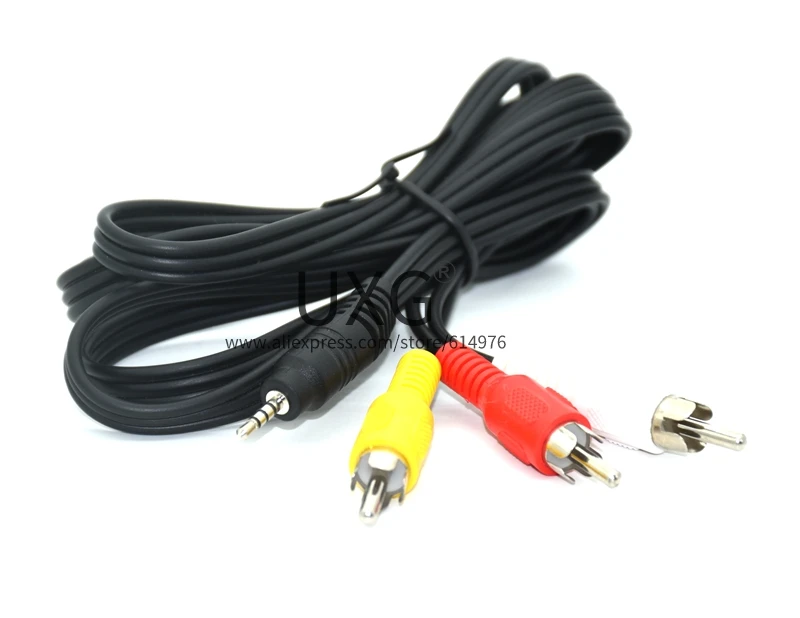 2.5mm Mini Stereo Aux Male To 3RCA Male Plug Connector Adapter Audio AV Video Cable Cord 1.5m/5ft - imagen 2