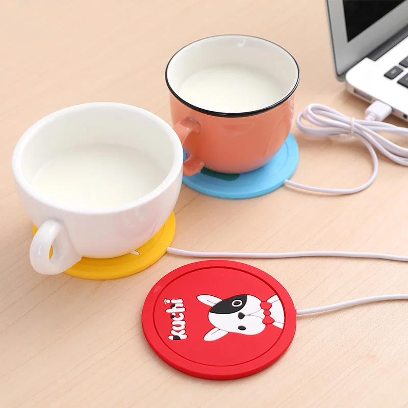 Calentador de tazas de grano de madera USB Original de dibujos animados USB, alfombrilla para tazas de bebidas, mantiene la bebida caliente, tazas calefactoras, posavasos - imagen 4