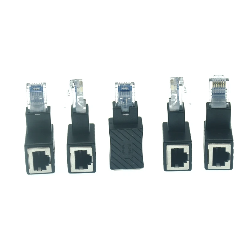 Adaptador Ethernet de 90 grados hacia arriba y hacia abajo, curva izquierda y derecha, CAT5e/CAT6, Ethernet hembra y RJ45 / 8p8c de 270 grados