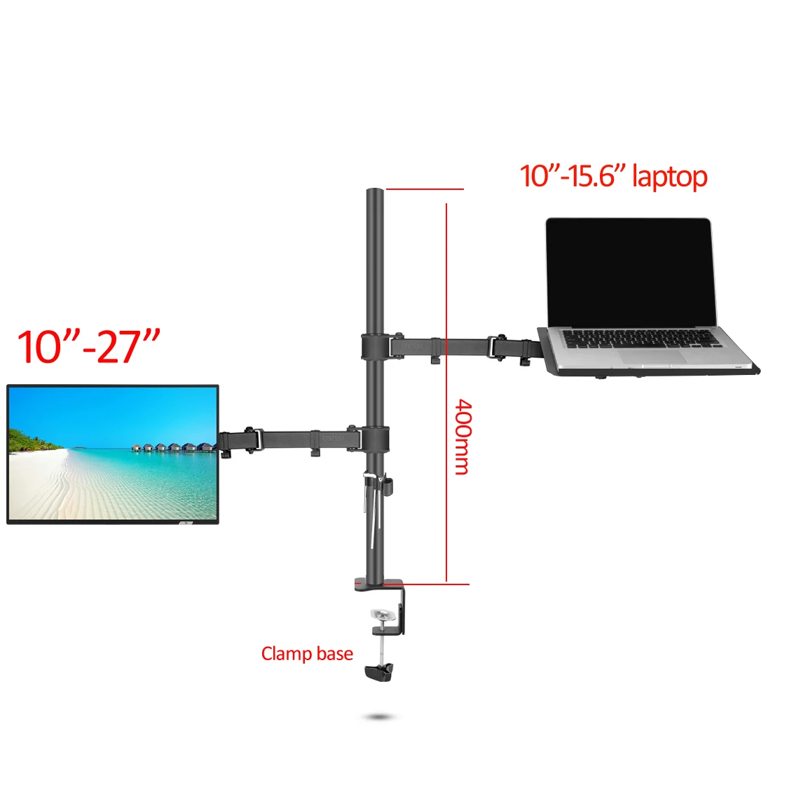 (40 cm) Soporte de escritorio para Monitor de movimiento completo DL-M902LP + soporte para computadora portátil de 10 "-15,6" Base con orificio para abrazadera de 10 "-27" - imagen 4
