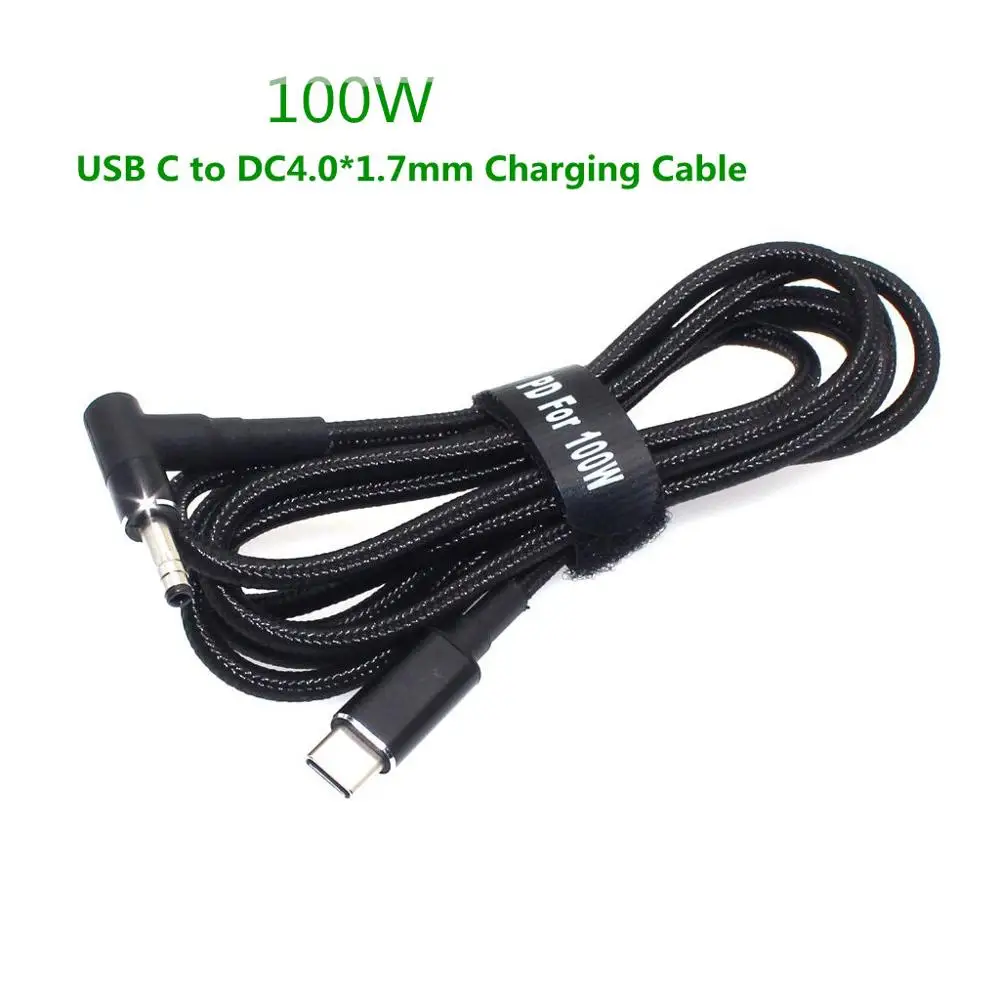 100W USB C tipo C macho a DC4.0 X 1,7mm macho PD Cable adaptador de conector de cargador para Xiaomi RedmiBook 14 para Lenovo 1,8 m