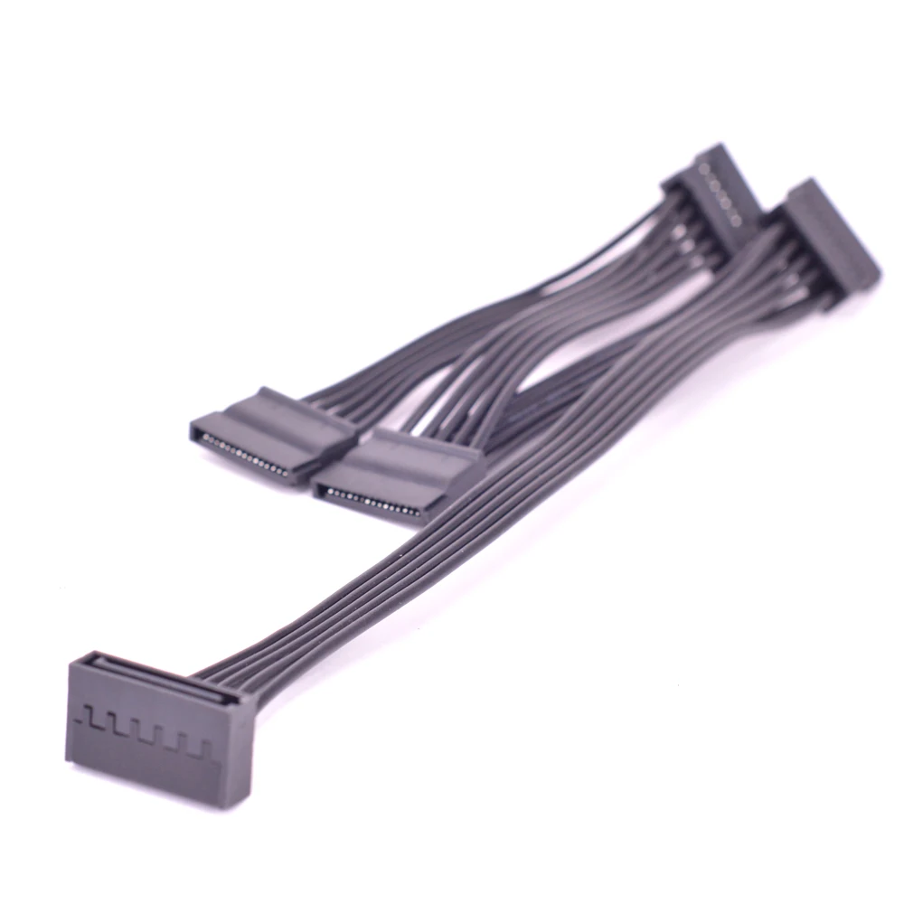 Cable de alimentación de 15 pines a 4 cables de extensión de minería SATA para disco duro HDD Cable de alimentación para tarjeta adaptadora SSD PCIE WLAN 18AWG