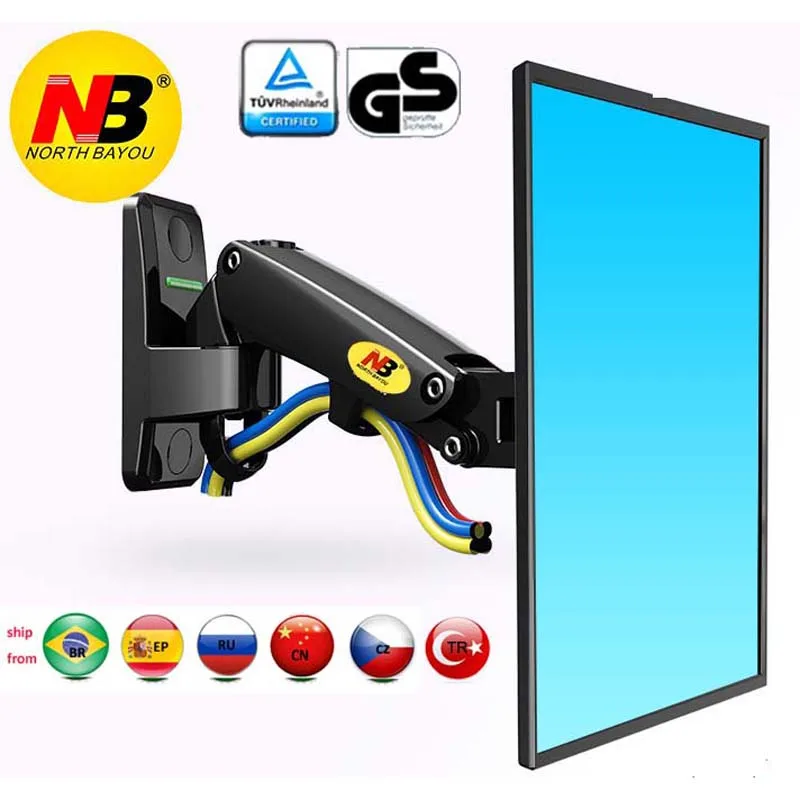 NB Soporte Monitor F120 Resorte Gas 17-27" Giratorio Plata - imagen 4