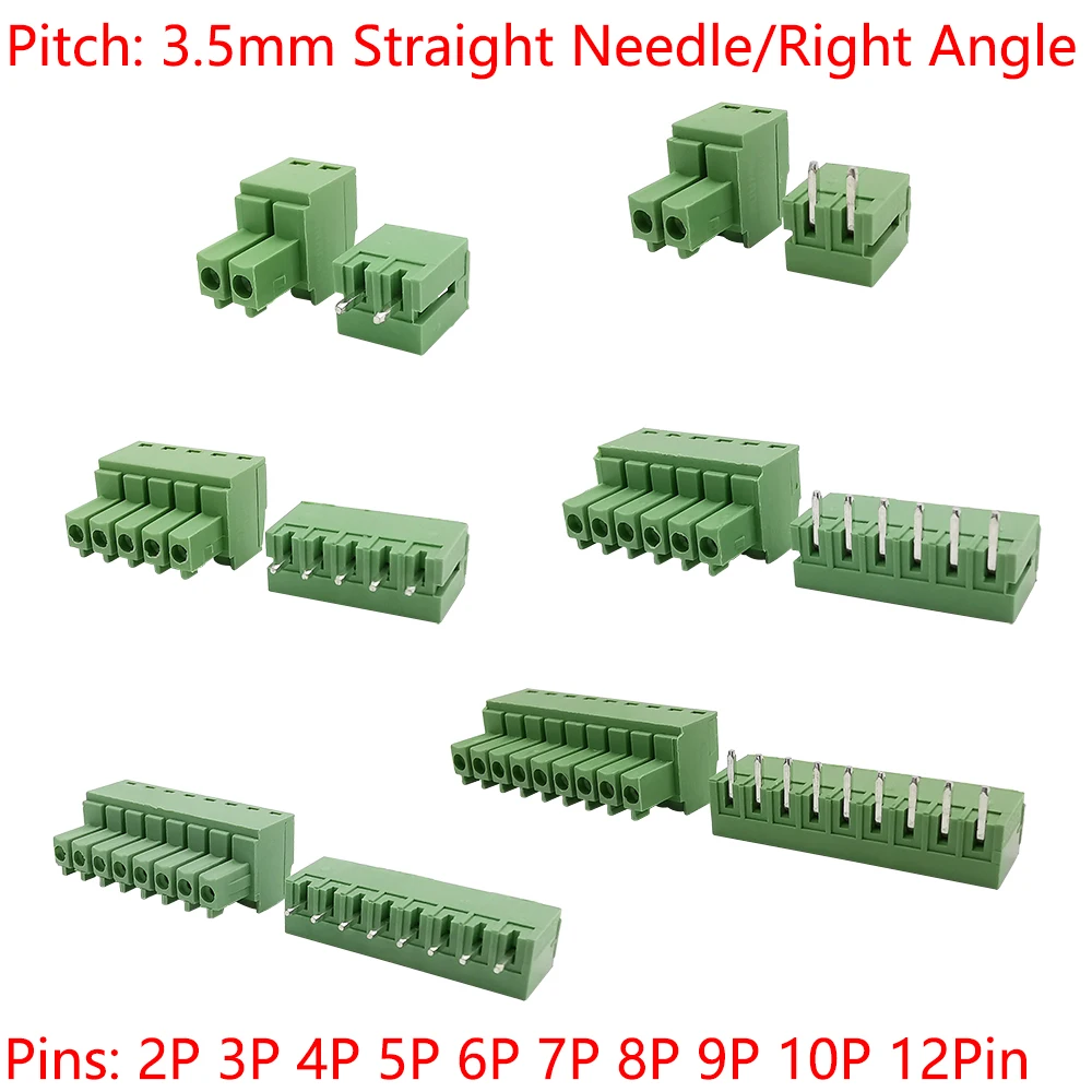 5 pares KF2EDG 15EDG 3,5mm/3,81mm/3,96mm/5,08mm PCB conector de bloque de terminales de tornillo conector de pines enchufe de ángulo recto/derecho 2-12 pines - imagen 2