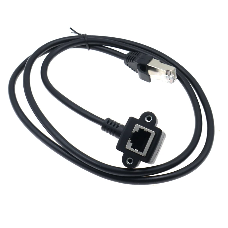 Cable de extensión de conexión Ethernet RJ45 macho a hembra, ángulo de 90 grados, LAN, con orificios de Tornillo de montaje para ordenadores y enrutadores - imagen 4