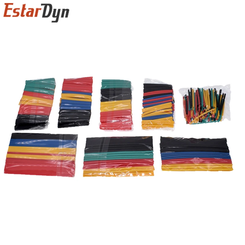 328 unids/set manguito envoltura de alambre kits de tubos de Cable eléctrico de coche tubo termorretráctil poliolefina 8 tamaños Color mezclado т Leboмоусадка - imagen 3