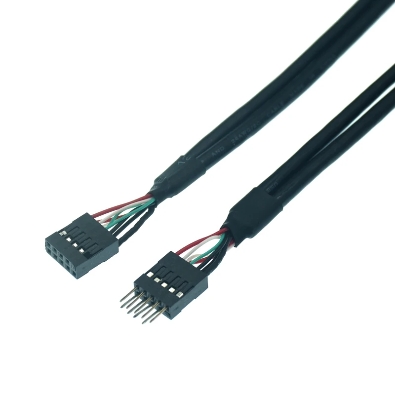 Placa base 9 pines DuPont 2,54mm USB 2,0 extensión macho a hembra Cable de datos Dupont Línea alámbrica 30cm para PC DIY 0,3 m - imagen 2