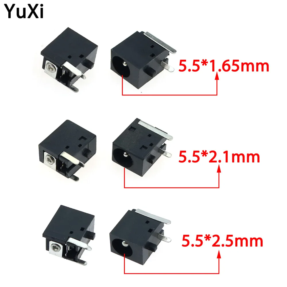 Conector de enchufe de carga de CC hembra, montaje PCB, 5,5x1,65/2,1/2,5mm, color negro, 5,5x1,65/2,1/2,5 MM, 5 unidades