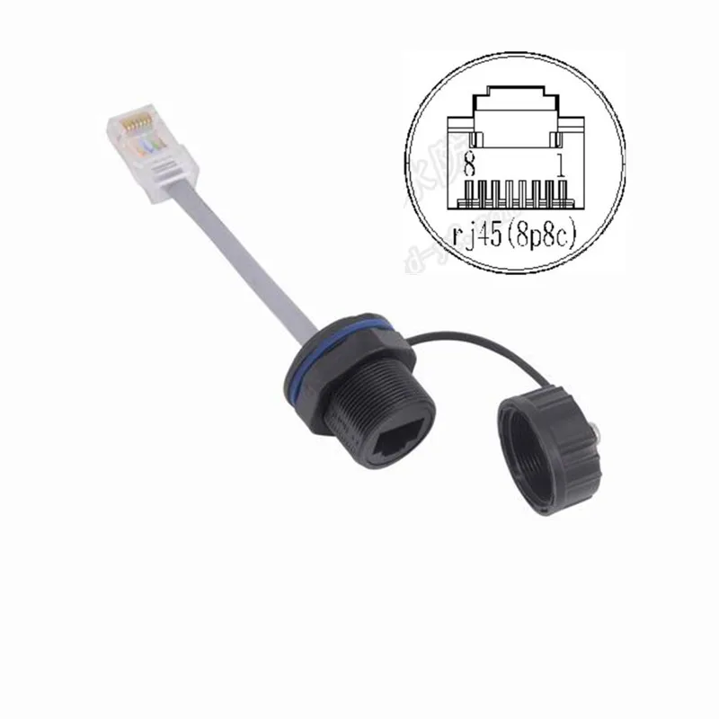 Caja AP para exteriores RJ45 8P8C CAT5E M20, conector de red resistente al agua IP68, montaje en Panel con Cable de red, tapa a prueba de polvo